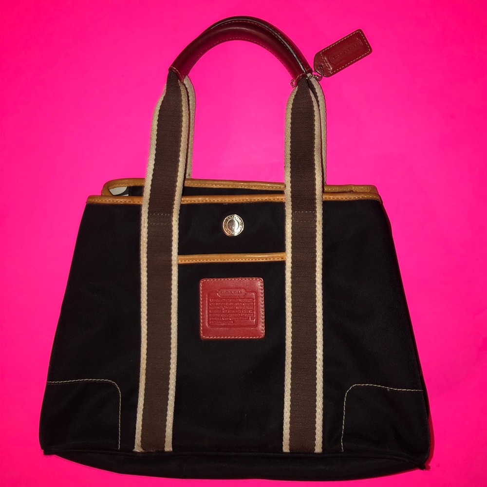 Black Coach purse with red and yellow accents :)